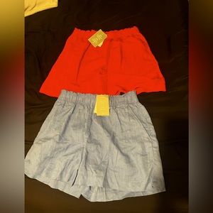 (2) pair Medium Natural linen H&M shorts